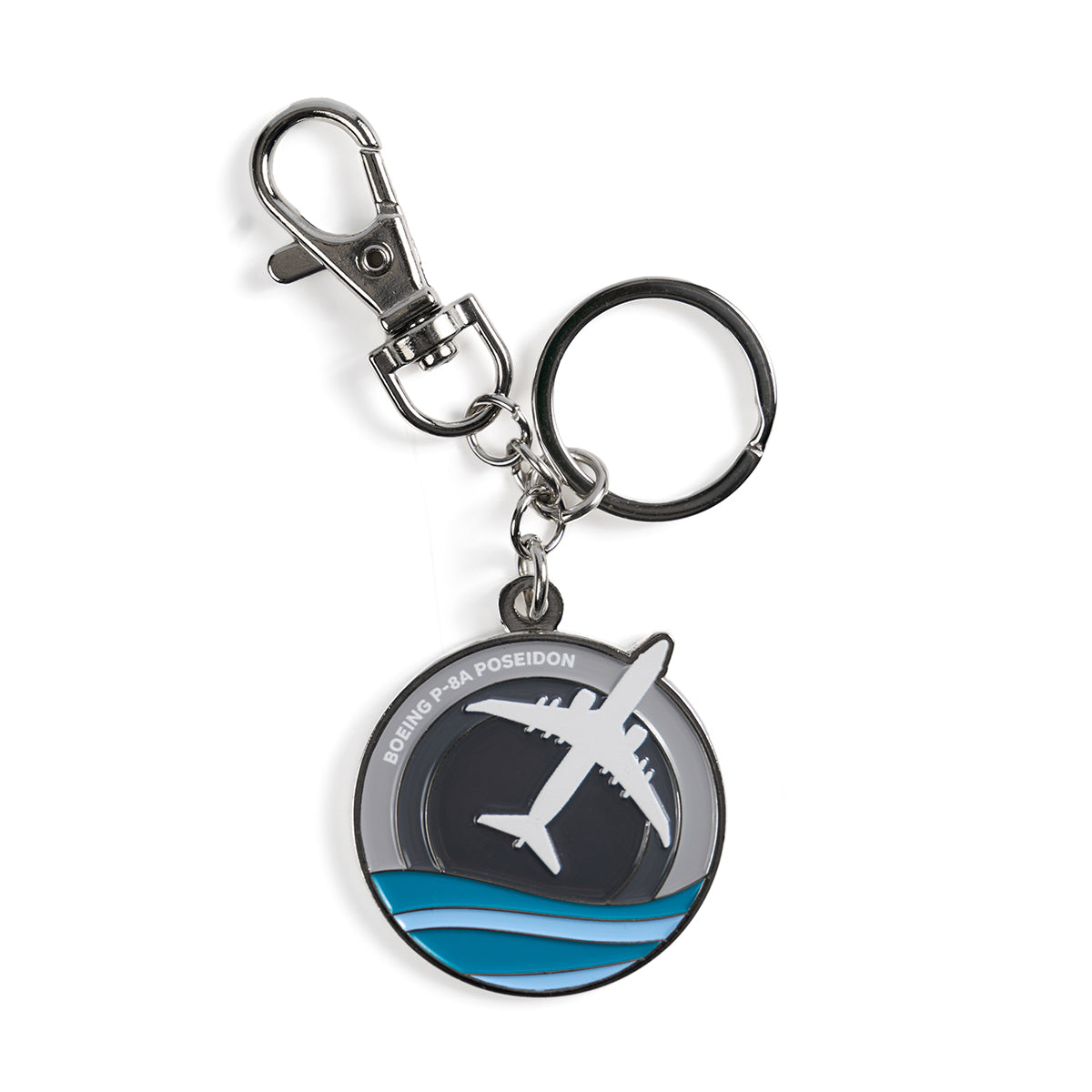 Skyward keychain, featuring the iconic Boeing P-8 Poseidon in a roundel design.