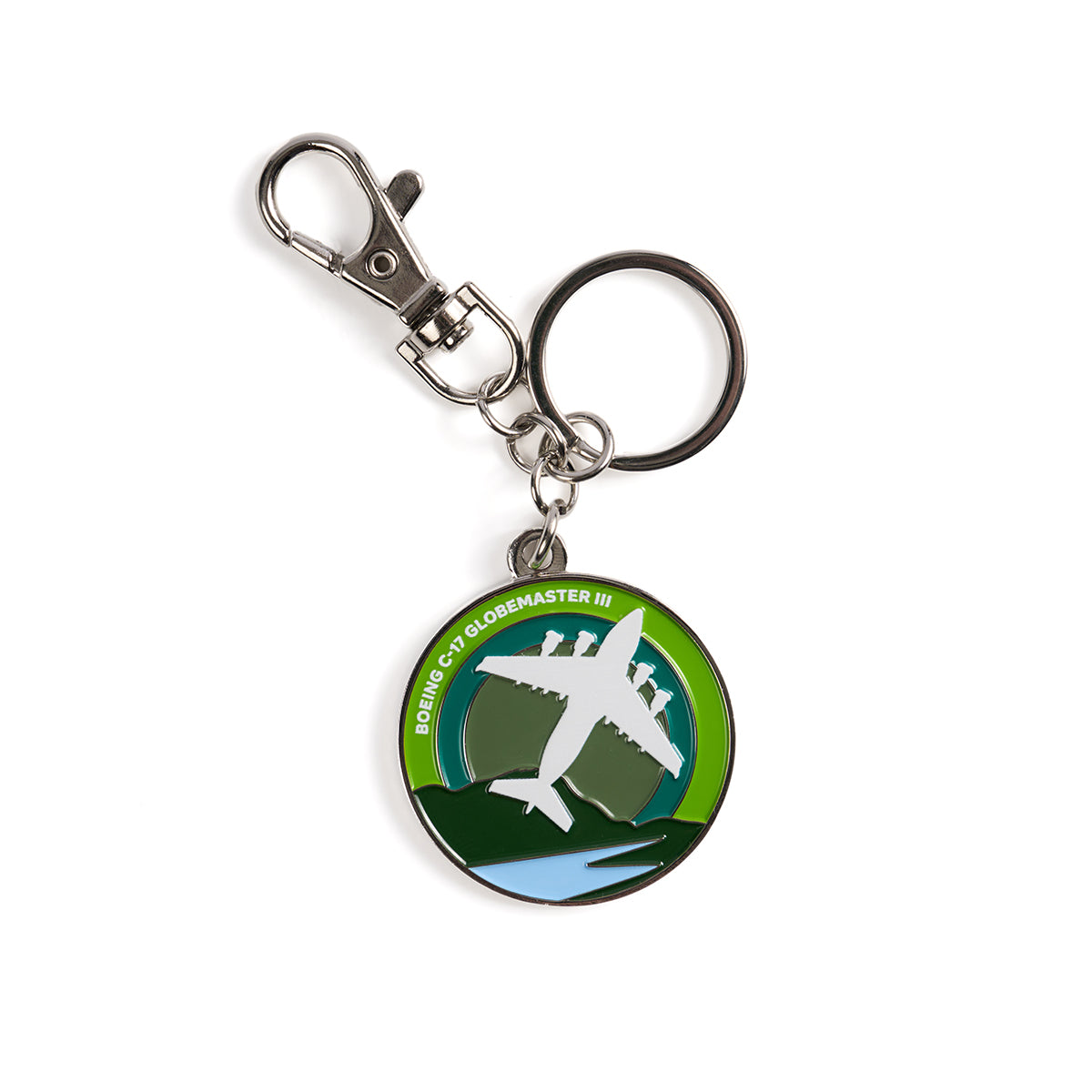 Skyward keychain, featuring the iconic Boeing C-17 Globemaster in a roundel design.
