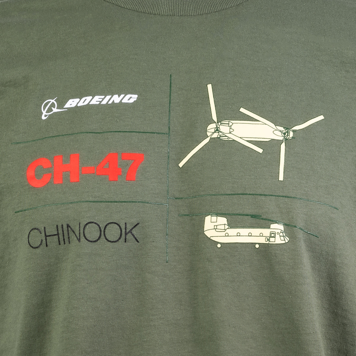 Boeing CH-47 Chinook Tech Line Unisex T-Shirt Design Close-Up